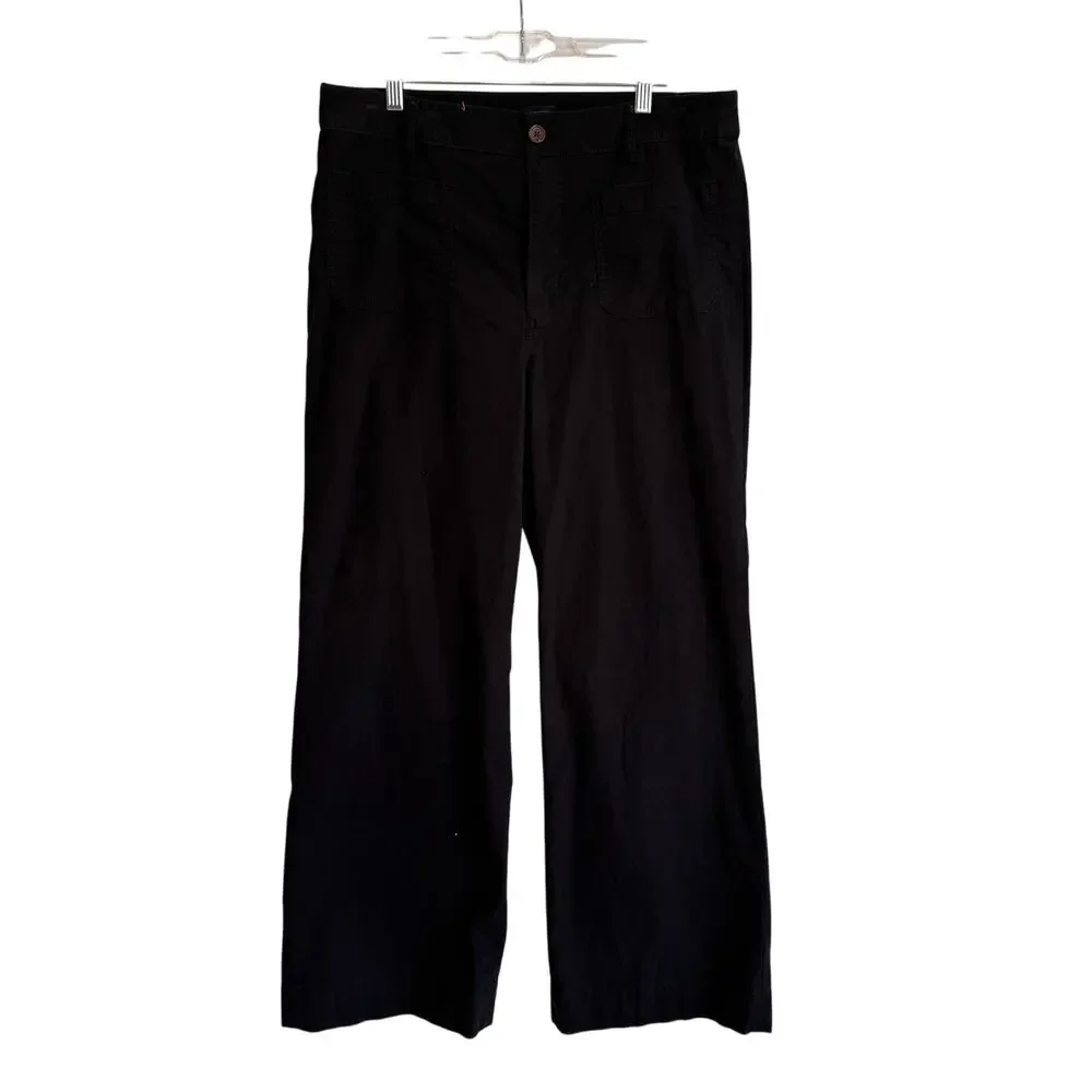 J.Crew Black Chino Wide Leg Pants High Rise Cotton Workwear Trousers Size 31